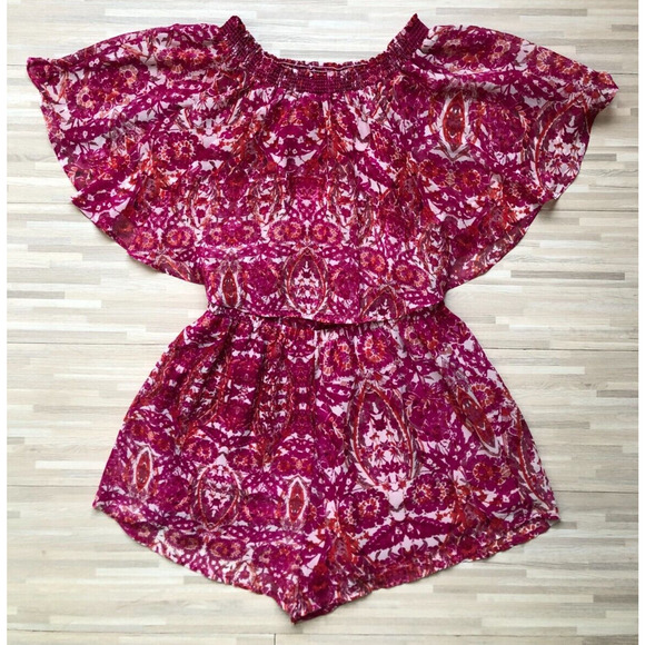 Show Me Your Mumu, Women's Rosarita Romper, Pomegranate Punch, Pink, Size Medium - Picture 3 of 5